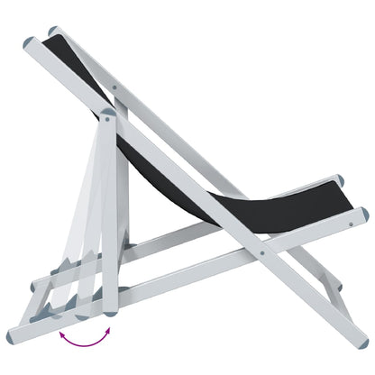 vidaXL Beach Chair | Set of 2 | Black | Aluminium, Textilene | Compact