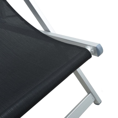 vidaXL Beach Chair | Set of 2 | Black | Aluminium, Textilene | Compact