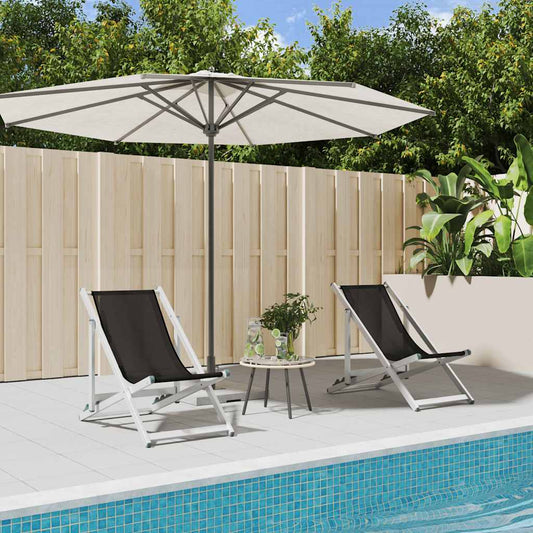vidaXL Folding Chairs 2 pcs Black Aluminium and Textilene
