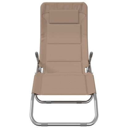 vidaXL Folding Sun Loungers 2 pcs Taupe Textilene&Powder-coated Steel