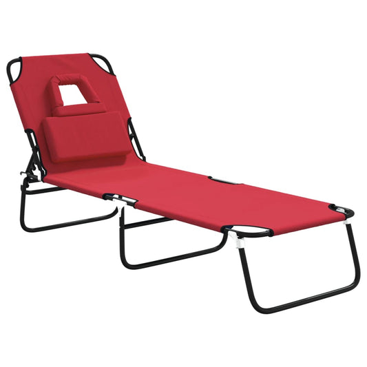 vidaXL Folding Sun Lounger Red Oxford Fabric&Powder-coated Steel