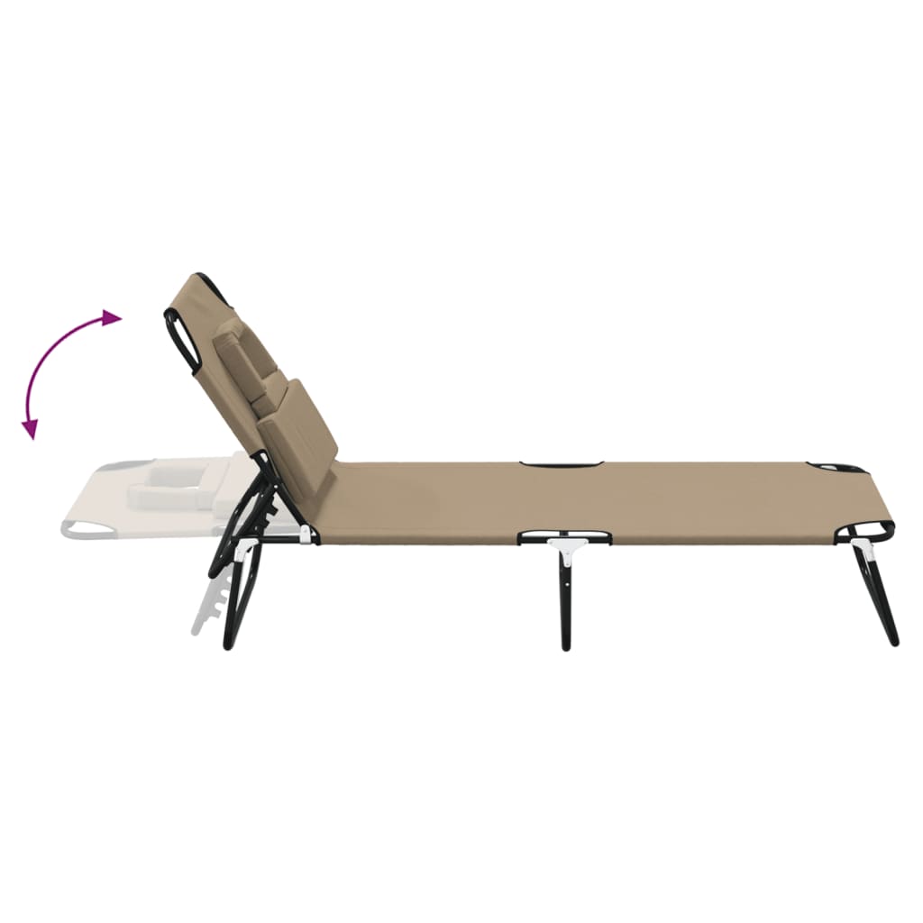 vidaXL Folding Sun Lounger Taupe Oxford Fabric&Powder-coated Steel