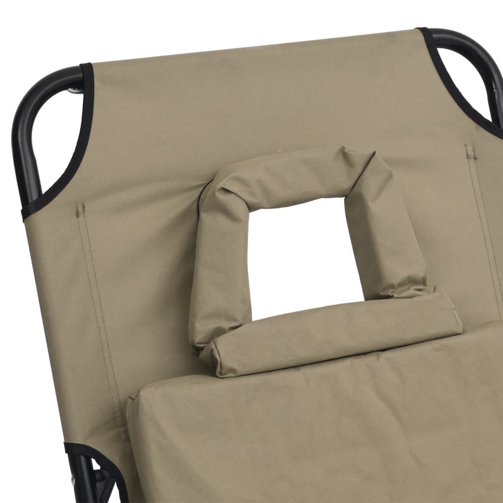vidaXL Folding Sun Lounger Taupe Oxford Fabric&Powder-coated Steel