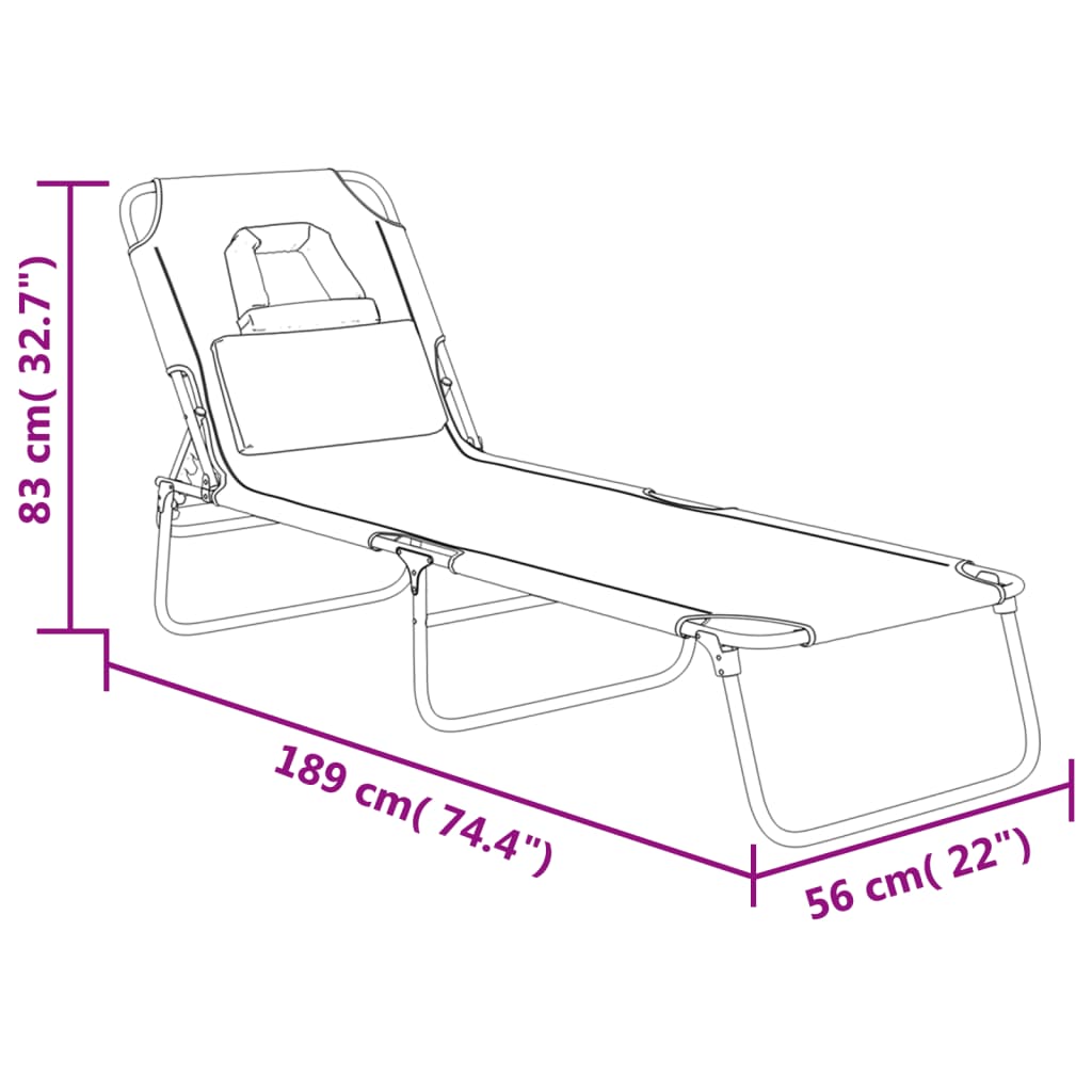vidaXL Folding Sun Lounger Taupe Oxford Fabric&Powder-coated Steel
