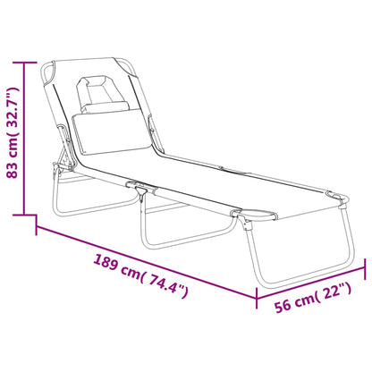 vidaXL Folding Sun Lounger Taupe Oxford Fabric&Powder-coated Steel