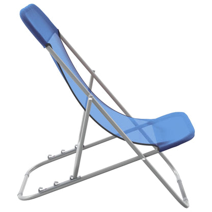 vidaXL Folding Beach Chairs 2 pcs Blue Textilene&Powder-coated Steel