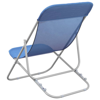 vidaXL Folding Beach Chairs 2 pcs Blue Textilene&Powder-coated Steel