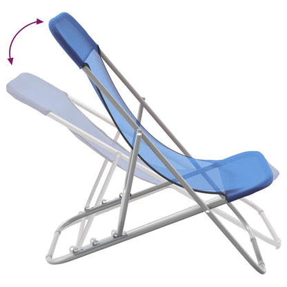 vidaXL Folding Beach Chairs 2 pcs Blue Textilene&Powder-coated Steel