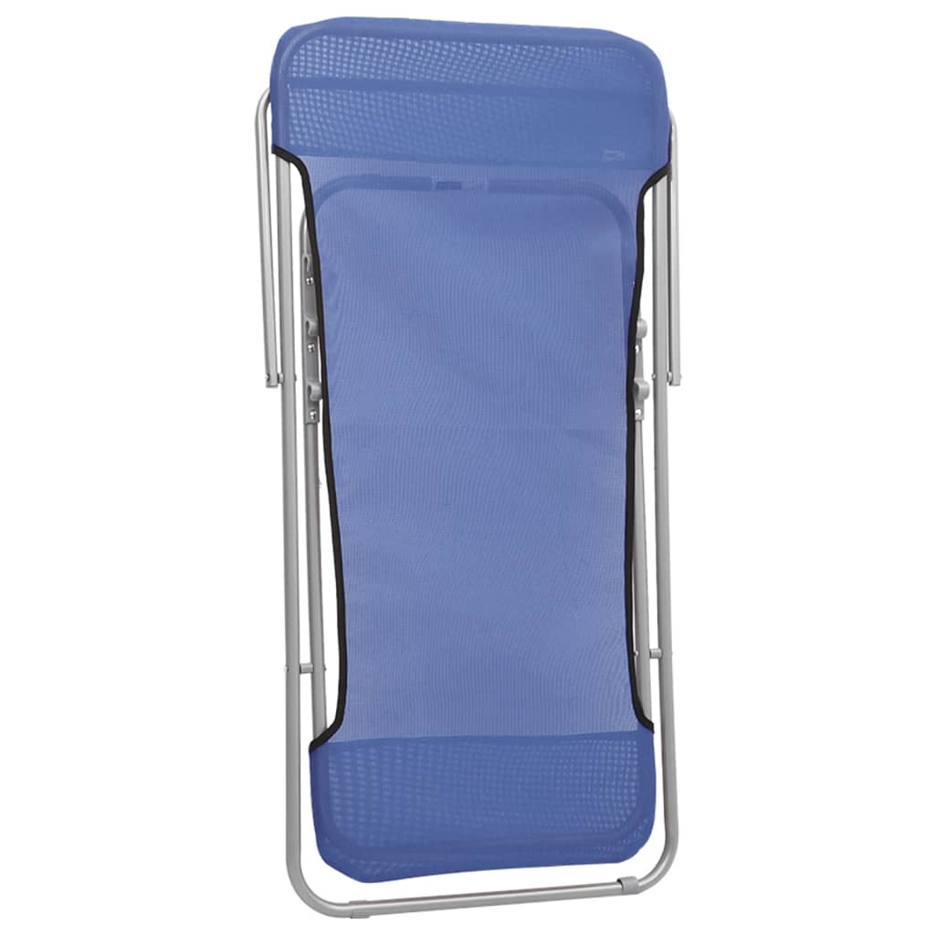 vidaXL Folding Beach Chairs 2 pcs Blue Textilene&Powder-coated Steel