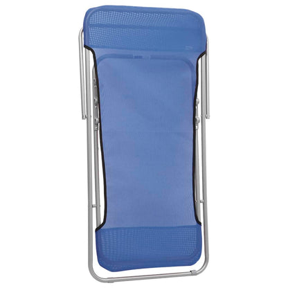 vidaXL Folding Beach Chairs 2 pcs Blue Textilene&Powder-coated Steel