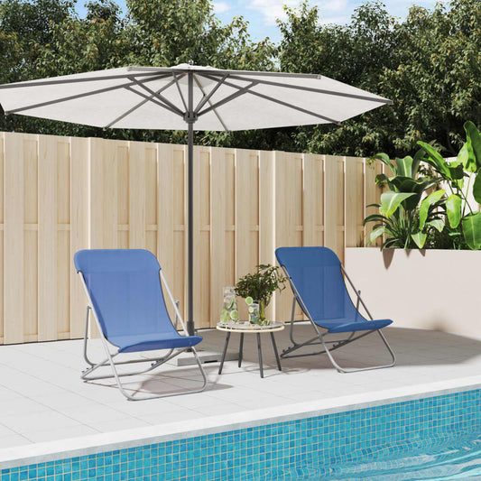 vidaXL Folding Beach Chairs 2 pcs Blue Textilene&Powder-coated Steel