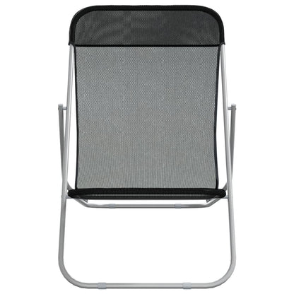 vidaXL Folding Beach Chairs 2 pcs Black Textilene&Powder-coated Steel