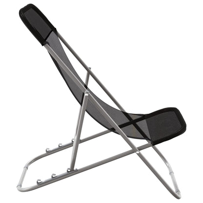 vidaXL Folding Beach Chairs 2 pcs Black Textilene&Powder-coated Steel