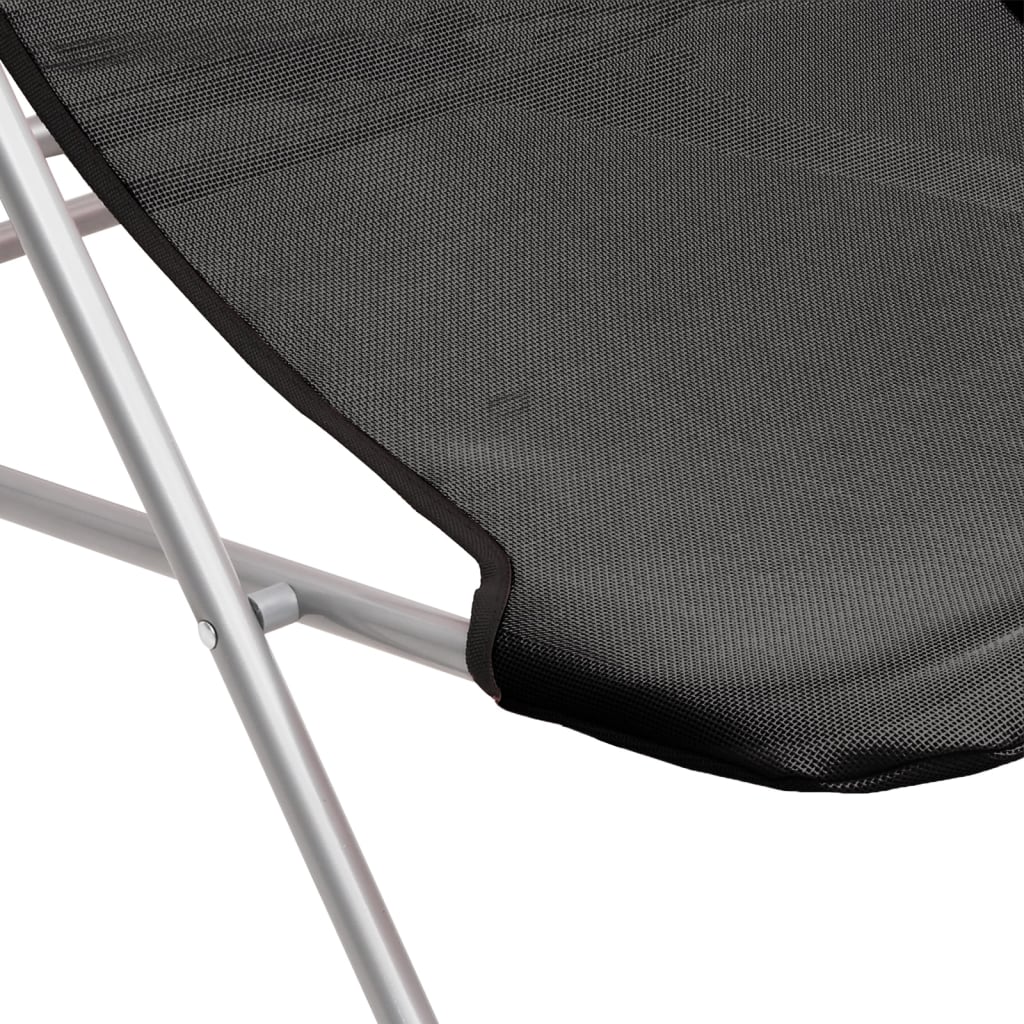 vidaXL Folding Beach Chairs 2 pcs Black Textilene&Powder-coated Steel
