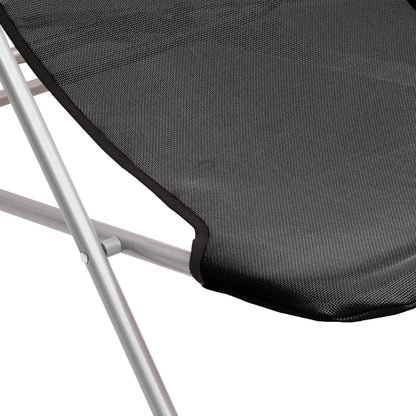 vidaXL Folding Beach Chairs 2 pcs Black Textilene&Powder-coated Steel