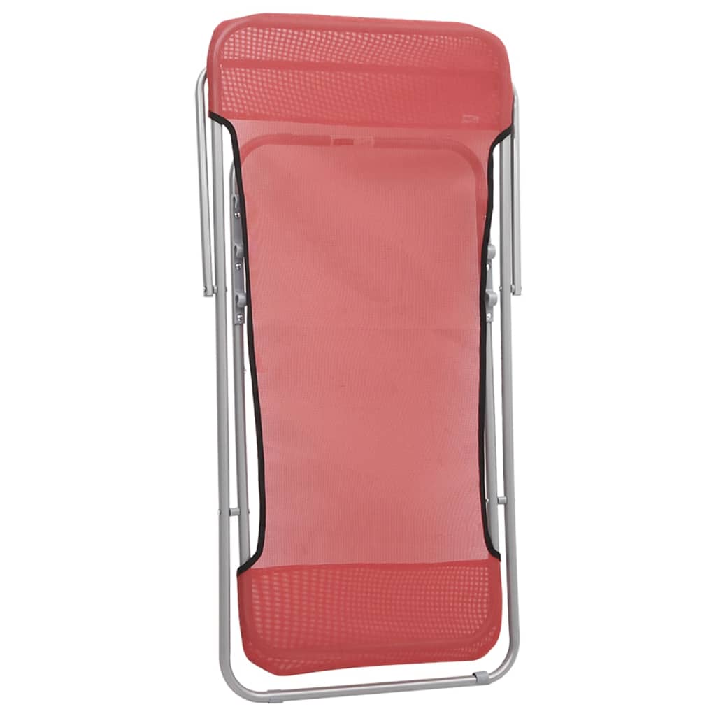 vidaXL Folding Beach Chairs 2 pcs Red Textilene&Powder-coated Steel