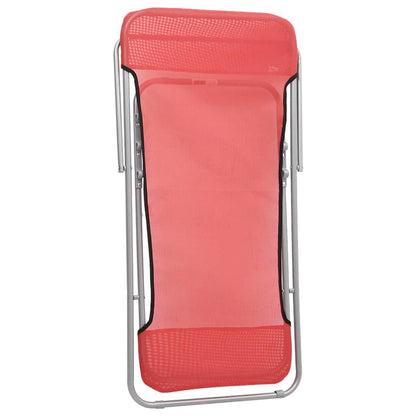 vidaXL Folding Beach Chairs 2 pcs Red Textilene&Powder-coated Steel