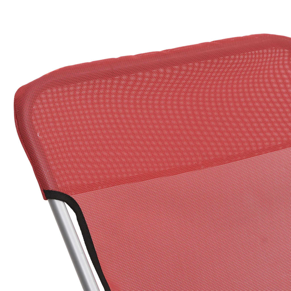 vidaXL Folding Beach Chairs 2 pcs Red Textilene&Powder-coated Steel