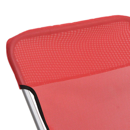 vidaXL Folding Beach Chairs 2 pcs Red Textilene&Powder-coated Steel