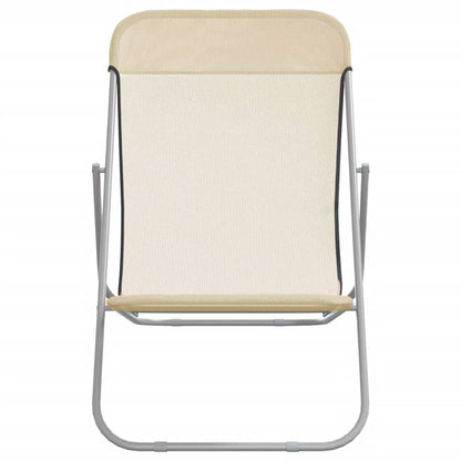 vidaXL Folding Beach Chairs 2 pcs Cream Textilene&Powder-coated Steel