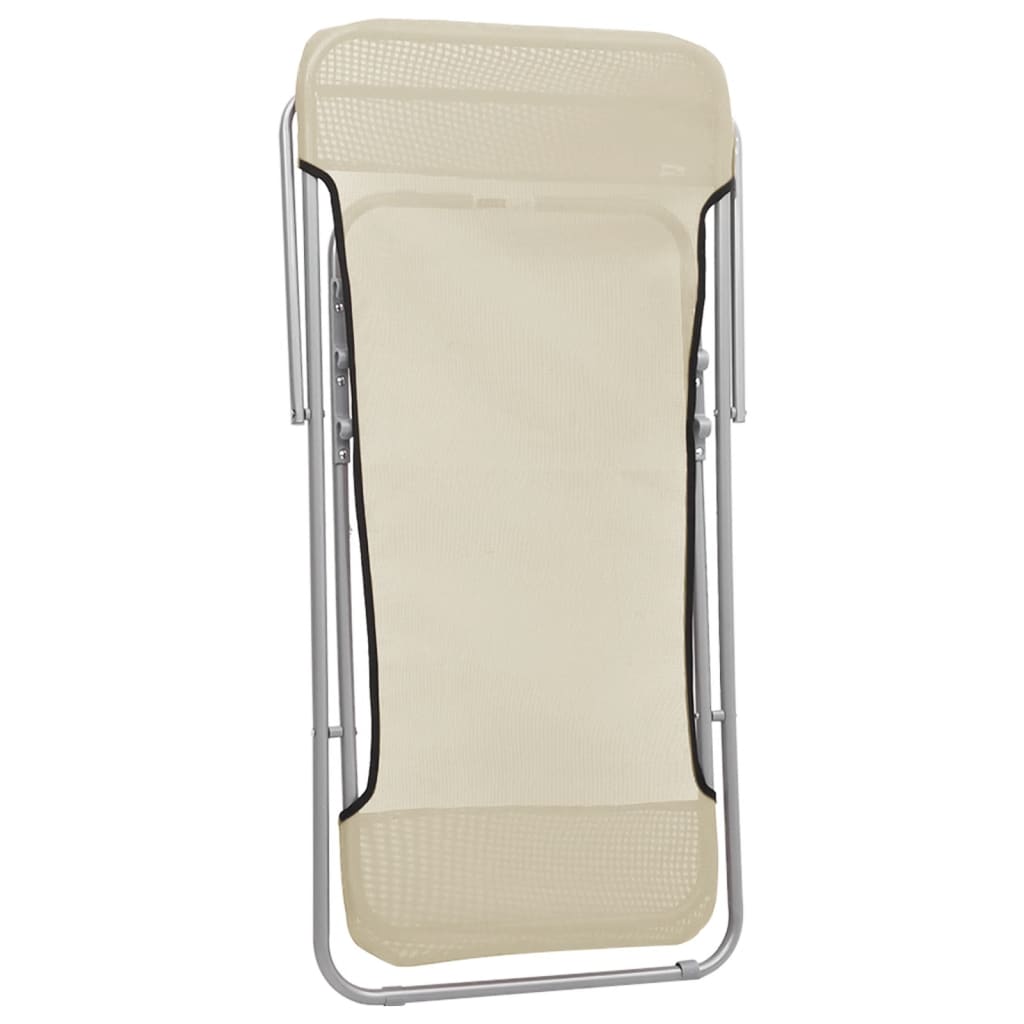 vidaXL Folding Beach Chairs 2 pcs Cream Textilene&Powder-coated Steel