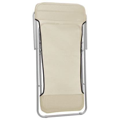 vidaXL Folding Beach Chairs 2 pcs Cream Textilene&Powder-coated Steel