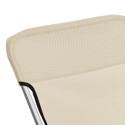 vidaXL Folding Beach Chairs 2 pcs Cream Textilene&Powder-coated Steel
