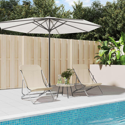 vidaXL Folding Beach Chairs 2 pcs Cream Textilene&Powder-coated Steel