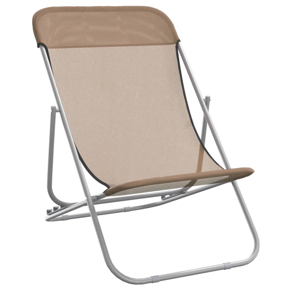 vidaXL Folding Beach Chairs 2 pcs Taupe Textilene&Powder-coated Steel