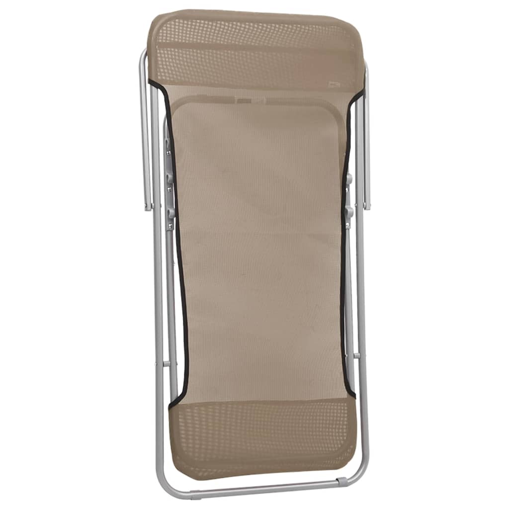 vidaXL Folding Beach Chairs 2 pcs Taupe Textilene&Powder-coated Steel