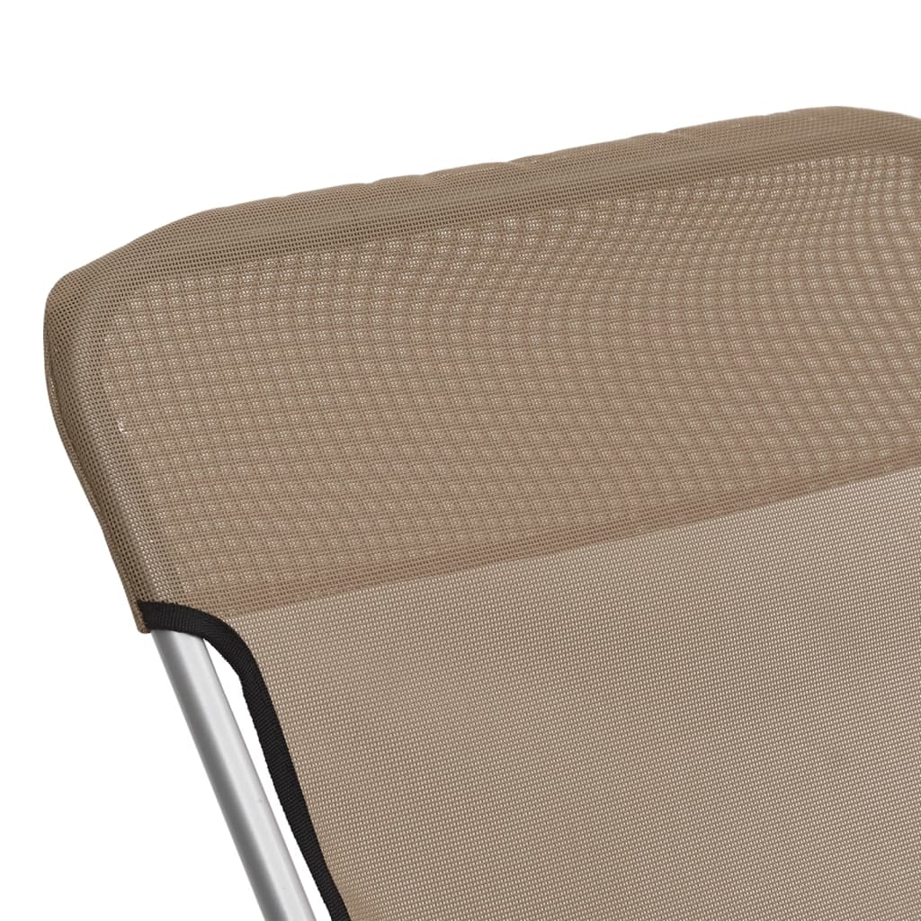 vidaXL Folding Beach Chairs 2 pcs Taupe Textilene&Powder-coated Steel