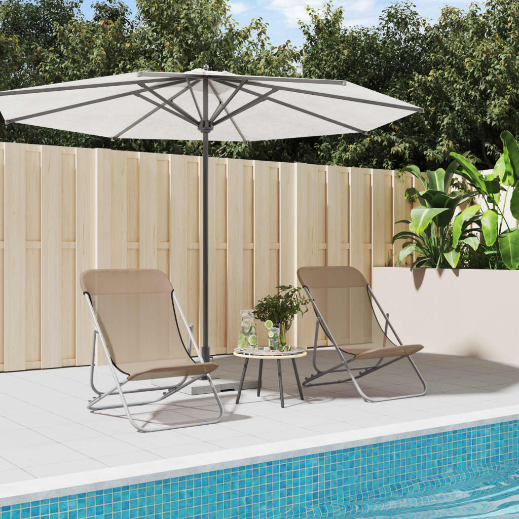 vidaXL Folding Beach Chairs 2 pcs Taupe Textilene&Powder-coated Steel