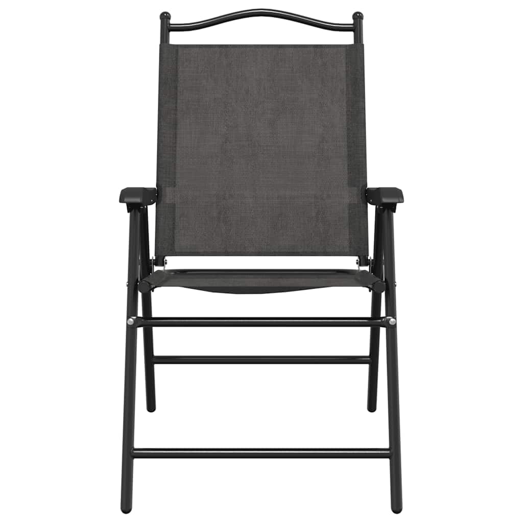 vidaXL Folding Garden Chairs 2 pcs Melange Grey Steel and Textilene