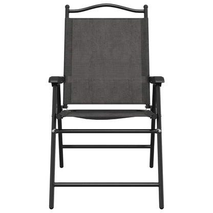 vidaXL Folding Garden Chairs 2 pcs Melange Grey Steel and Textilene