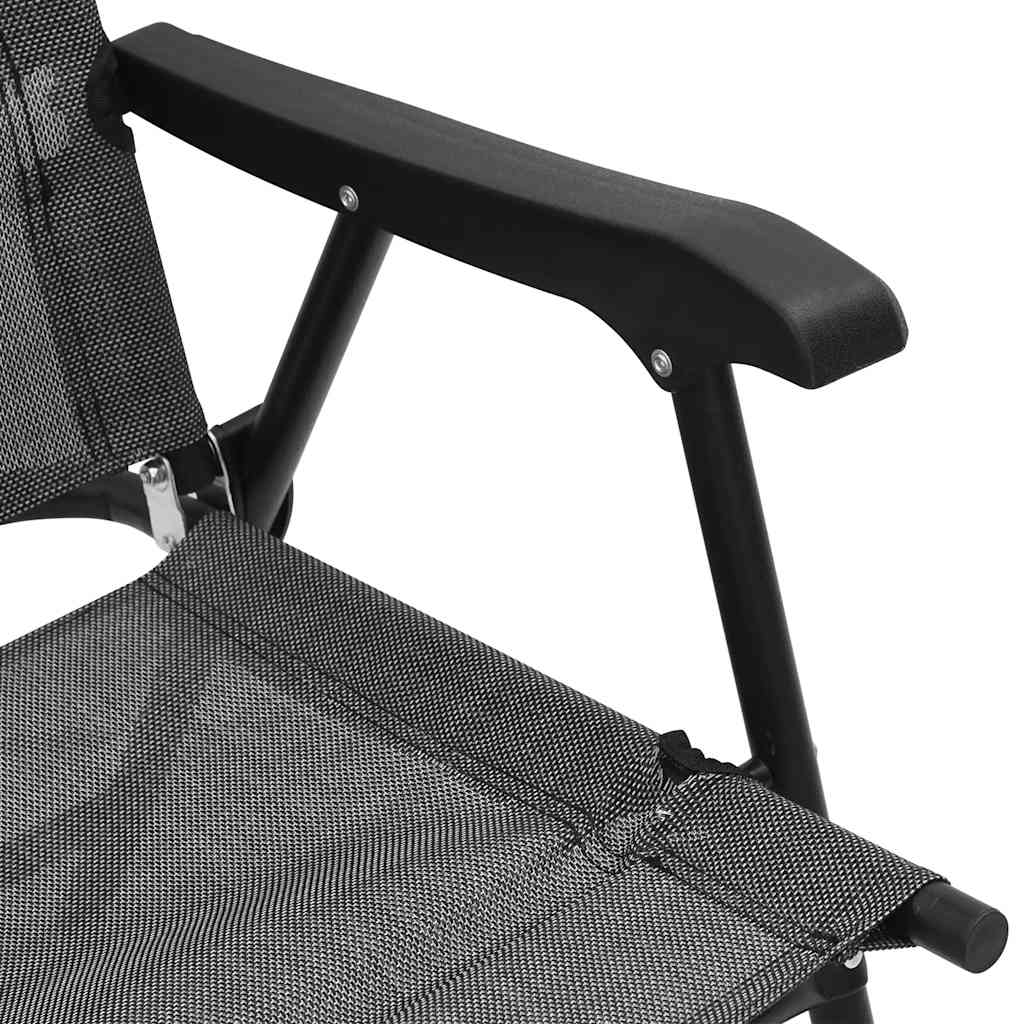 vidaXL Folding Garden Chairs 2 pcs Melange Grey Steel and Textilene