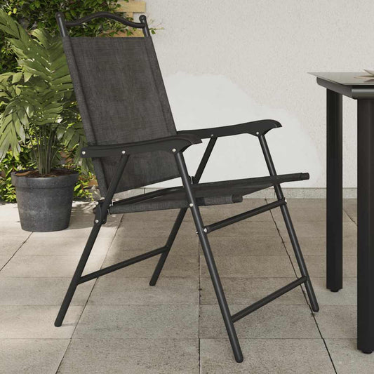 vidaXL Folding Chairs 2 pcs Melange Grey Steel and Textilene