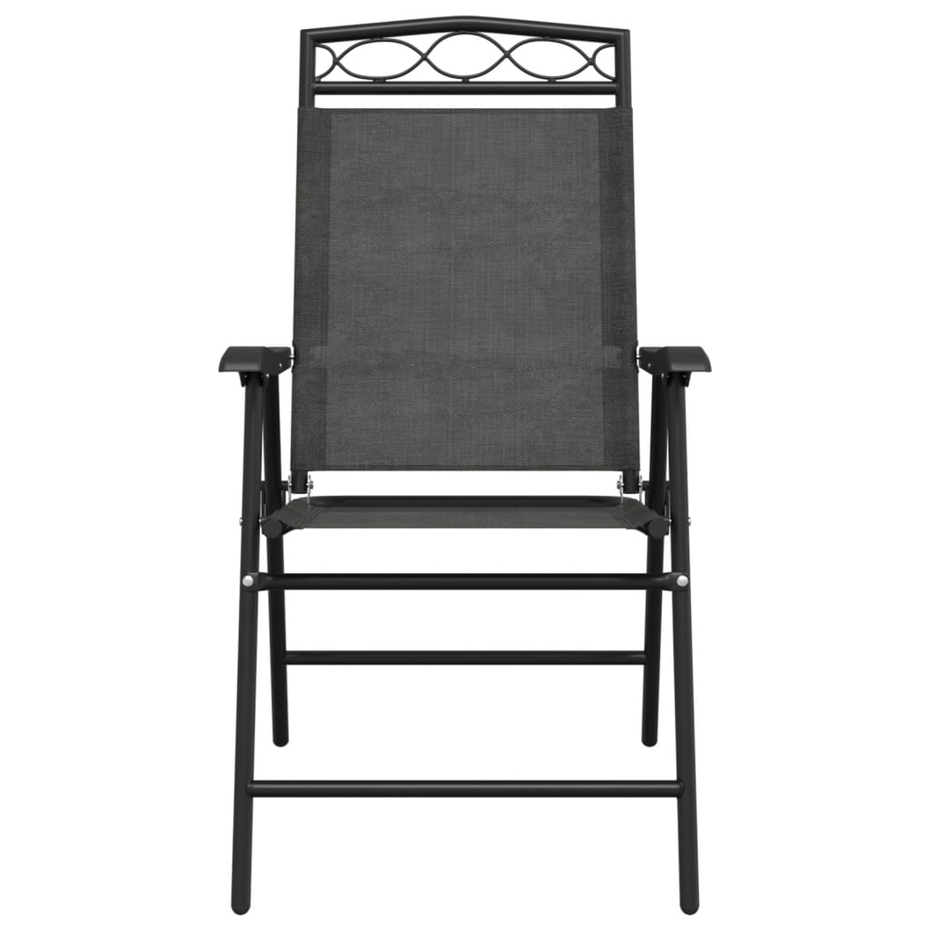 vidaXL Folding Garden Chairs 2 pcs Melange Grey Steel and Textilene