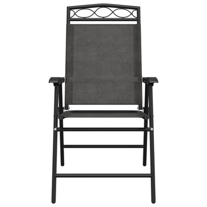 vidaXL Folding Garden Chairs 2 pcs Melange Grey Steel and Textilene
