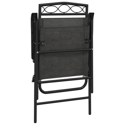 vidaXL Folding Garden Chairs 2 pcs Melange Grey Steel and Textilene