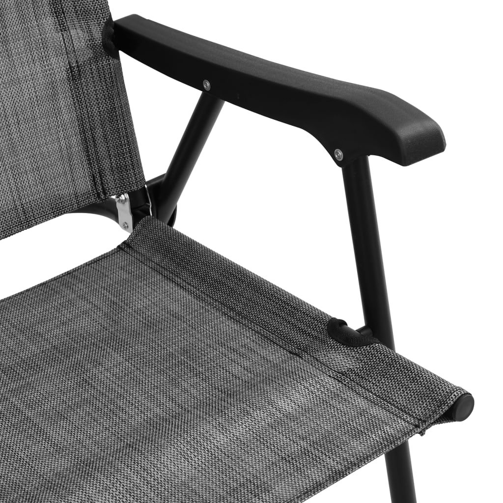 vidaXL Folding Garden Chairs 2 pcs Melange Grey Steel and Textilene