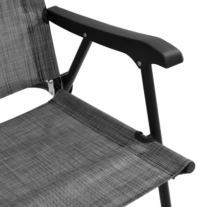 vidaXL Folding Garden Chairs 2 pcs Melange Grey Steel and Textilene