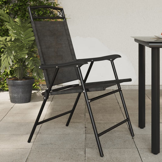 vidaXL Folding Chairs 2 pcs Melange Grey Steel and Textilene