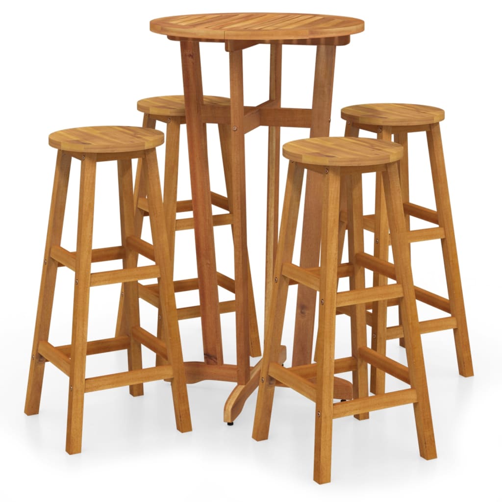vidaXL 5 Piece Garden Bar Set Solid Wood  Acacia