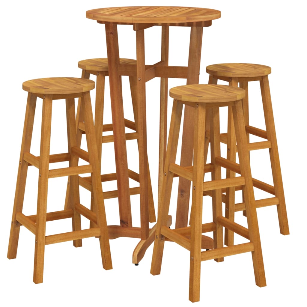vidaXL 5 Piece Garden Bar Set Solid Wood  Acacia