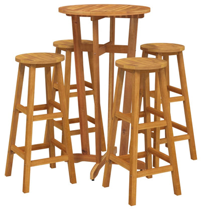 vidaXL 5 Piece Garden Bar Set Solid Wood  Acacia