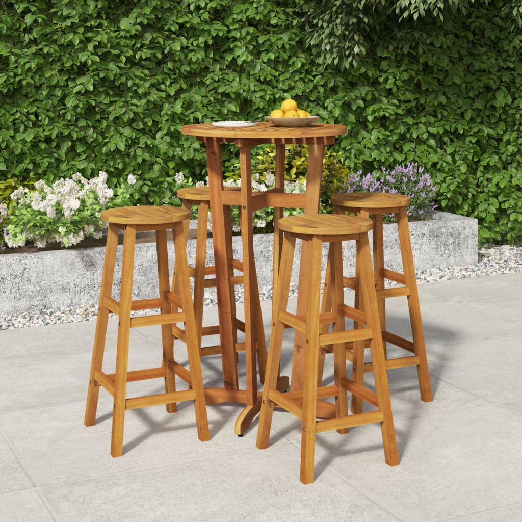 vidaXL 5 Piece Garden Bar Set Solid Wood  Acacia
