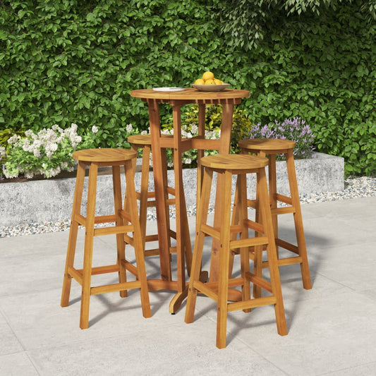 vidaXL 5 Piece Garden Bar Set Solid Wood  Acacia