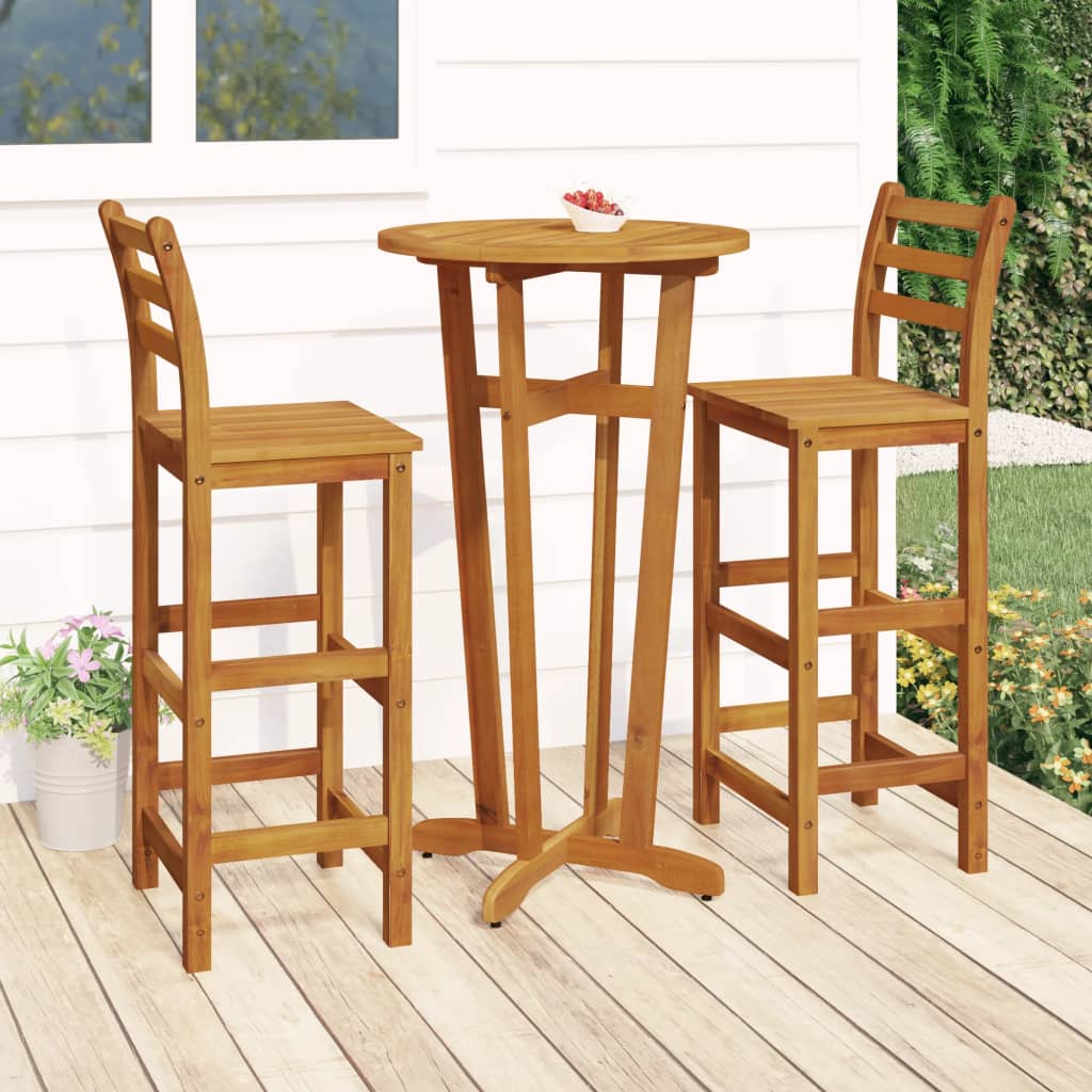 vidaXL 3 Piece Garden Bar Set Solid Wood  Acacia