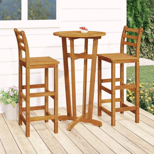 vidaXL 3 Piece Garden Bar Set Solid Wood  Acacia