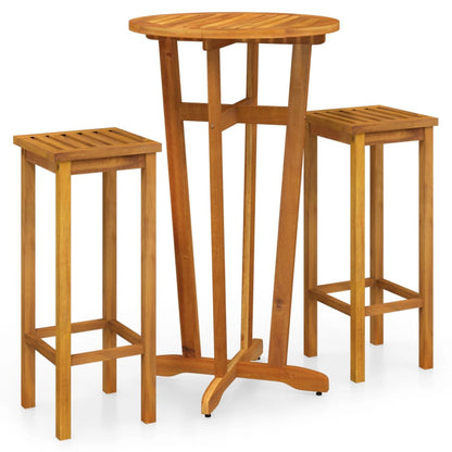 vidaXL 3 Piece Garden Bar Set Solid Wood  Acacia